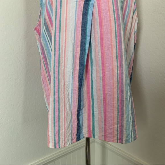 Time And Tru Linen Blend Stripe Tank Top Women’s XL 16/18 Sleeveless Colorful - Picture 14 of 14